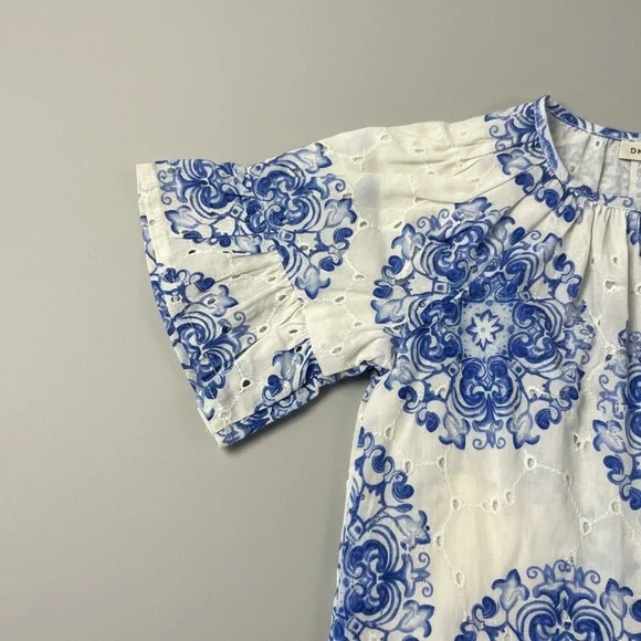 Janie and Jack Girl Blue & White Medallion Top New with Tags Size 18 - 24 months - Picture 5 of 9